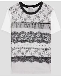 RED Valentino - Layered Lace And Cotton-jersey T-shirt - Lyst