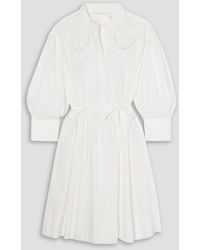 See By Chloé - Broderie Anglaise-trimmed Cotton-jacquard Mini Dress - Lyst