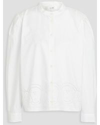 FRAME - Broderie Anglaise-trimmed Cotton-poplin Blouse - Lyst