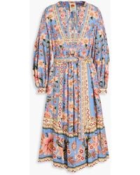 FARM Rio - Floral-print Linen-blend Midi Dress - Lyst
