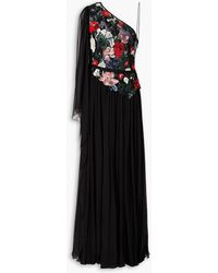 Zuhair Murad - One-shoulder Tulle-paneled Embellished Chiffon Gown - Lyst