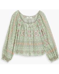 Joie - Damarre Gathered Printed Cotton Top - Lyst