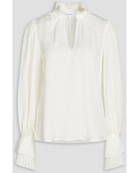FRAME - Gathered Silk Crepe De Chine Blouse - Lyst