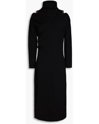 Brunello Cucinelli - Cutout Bead-embellished Wool-blend Jersey Midi Dress - Lyst