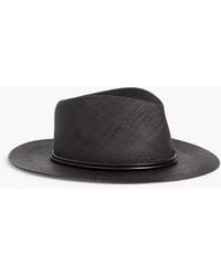 Brunello Cucinelli - Fedora aus stroh mit zierperlen und lederbesatz - Lyst