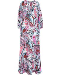 Emilio Pucci Printed Silk-cady Kaftan Light Blue