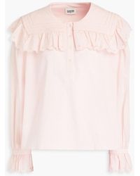 Claudie Pierlot - Ruffled Broderie Anglaise Cotton Top - Lyst