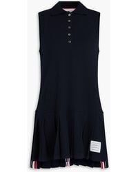 Thom Browne - Pleated Cotton-piqué Mini Dress - Lyst