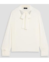 Theory - Pussy-Bow Silk Crepe De Chine Blouse - Lyst