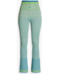 Diane von Furstenberg - Metallic Jacquard-knit Cotton-blend Flared Pants - Lyst
