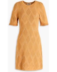 Sandro - Faux Pearl-Embellished Pointelle-Knit Mini Dress - Lyst