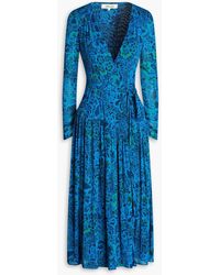 Diane von Furstenberg - Printed Tulle Midi Wrap Dress - Lyst