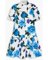 Erdem - Gestuftes hemdkleid in minilänge aus baumwollpopeline mit floralem print - Lyst
