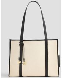 Sandro - Leather-Trimmed Cotton-Canvas Tote - Lyst