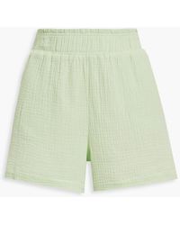 Monrow Crinkled Cotton-gauze Shorts - Green