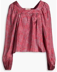 HANNAH - Raquel Embroidered Silk-satin Blouse - Lyst