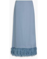 By Malene Birger - Palome Feather-trimmed Satin-crepe Midi Skirt - Lyst