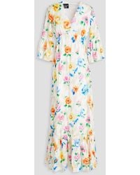 Boutique Moschino - Floral-print Broderie Anglaise Cotton Maxi Dress - Lyst