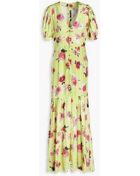 ROTATE BIRGER CHRISTENSEN - Gathered Floral-print Jacquard Maxi Dress - Lyst