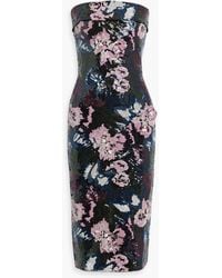 Badgley Mischka Satin-trimmed Sequined Tulle Midi Dress in Metallic | Lyst