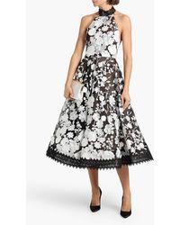 a line midi dress plus size Anne Klein Plus Size Placed-Print Scuba Midi Dress - White Dove Multi main image 1