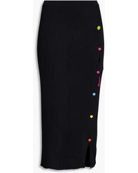 Versace - Embellished Ribbed-knit Midi Pencil Skirt - Lyst