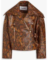 Nanushka - Snake-print Biker Jacket - Lyst