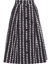 Maje Japhanie Floral-print Stretch-cotton Poplin Midi Skirt Black
