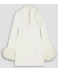 16Arlington - Michelle Feather-trimmed Cutout Crepe Mini Dress - Lyst