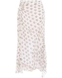 Preen Line Arya asymmetric ruched printed crepe de chine midi skirt - Mehrfarbig