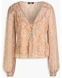 PAIGE - Dezi Cropped Printed Silk-blend Jacquard Blouse - Lyst