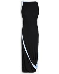 Victoria Beckham - Asymmetric Two-Tone Twisted Jersey Midi Dress - Lyst