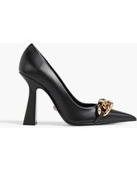 Versace - Chain-embellished Leather Pumps - Lyst