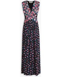 Diane von Furstenberg - Marika maxikleid aus jersey mit floralem print und falten - Lyst