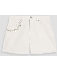 Area - Crystal-Embellished Denim Shorts - Lyst