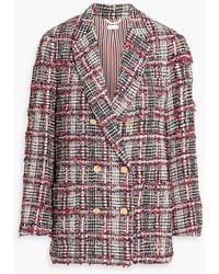 Thom Browne - Double-Breasted Prince Of Wales Checked Wool-Blend Tweed Blazer - Lyst