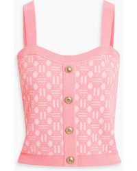 Maje - Cropped Jacquard-Knit Top - Lyst