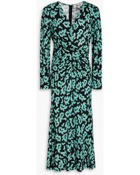 Diane von Furstenberg - Timmy Draped Printed Jersey Midi Dress - Lyst