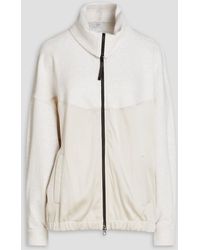 Brunello Cucinelli - Satin-paneled French Cotton-terry Zip-up Sweatshirt - Lyst