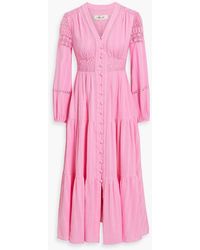 Diane von Furstenberg - Gigi Crocheted Lace-Trimmed Cotton-Jacquard Midi Dress - Lyst