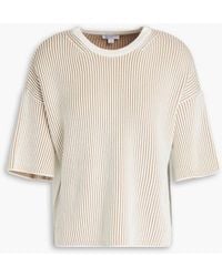 Sunspel Ribbed Striped Cotton Jumper - White
