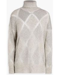 Brunello Cucinelli - Sequin-Embellished Argyle Wool And Mohair-Blend Turtleneck Sweater - Lyst
