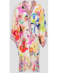 CAMILLA - Crystal-embellished Printed Silk Crepe De Chine Kimono - Lyst