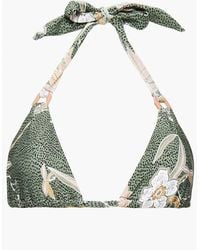 Seafolly Balinese Retreat Printed Triangle Bikini Top - Green