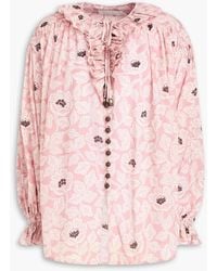 Zimmermann - Ruffled Floral-Print Cotton Blouse - Lyst