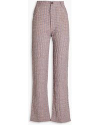 McQ - Gingham Crinkled Linen And Cotton-blend Straight-leg Pants - Lyst
