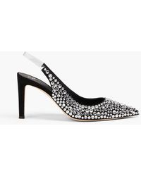 Giuseppe Zanotti - Crystal-embellished Suede And Pvc Slingback Pumps - Lyst