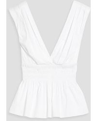 Veronica Beard - Evra Shirred Cotton-Blend Poplin Top - Lyst
