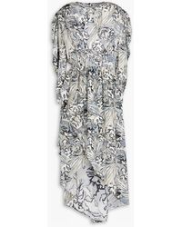 IRO - Wrap-effect Printed Silk Crepe De Chine Midi Dress - Lyst