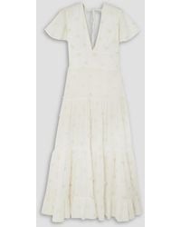 RIXO London - Delicia Floral-appliquéd Cotton And Lyocell-blend Voile Maxi Dress - Lyst